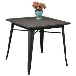 Maire Retro Steel Style Dining Table Square In Gun Metal Grey - UK
