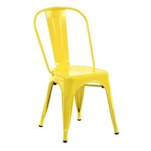 Maire Retro Style Metal Side Chair In Yellow - UK
