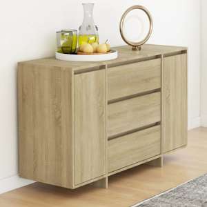 Maisa Wooden Sideboard With 2 Doors 3 Drawers In Sonoma Oak - UK
