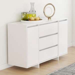 Maisa Wooden Sideboard With 2 Doors 3 Drawers In White - UK