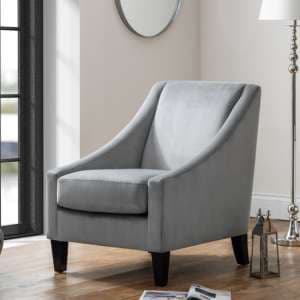Maelys Velvet Lounge Chaise Chair In Grey