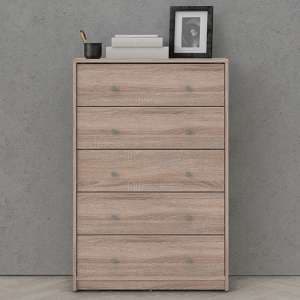 Maiton Wooden Chest Of 5 Drawers In Truffle Oak - UK