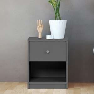 Maiton Wooden 1 Drawer Bedside Cabinet In Grey - UK