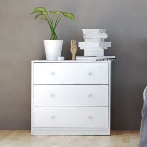 Maiton Wooden Chest Of 3 Drawers In White - UK