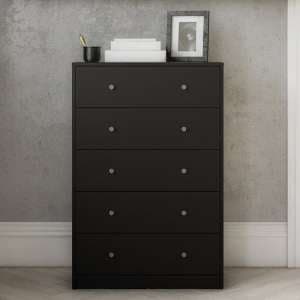 Maiton Wooden Chest Of 5 Drawers In Black - UK