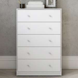 Maiton Wooden Chest Of 5 Drawers In White - UK