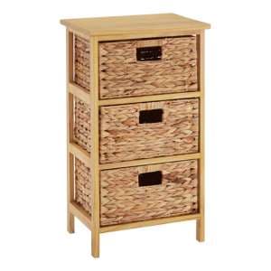 Maize Wooden Chest Of 3 Basket Drawers In Natural - UK