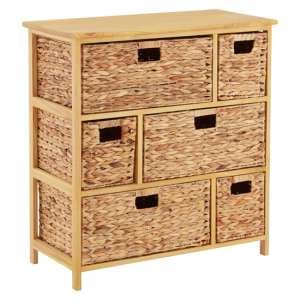 Maize Wooden Chest Of 6 Basket Drawers In Natural - UK