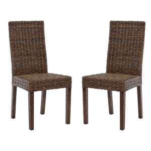 Helvetios Brown Kubu Rattan Dining Chairs In A Pair