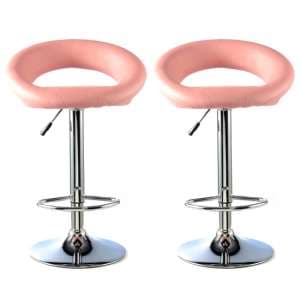 Makamae Pink PU Leather Bar Stool In A Pair