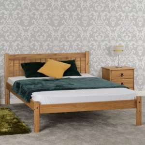 Malia Wooden Double Bed In Distressed Waxed Pine - UK