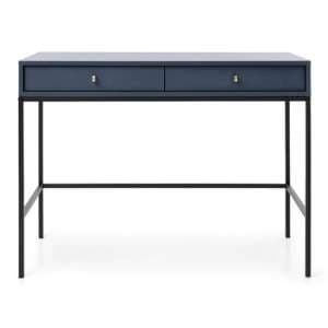 Malibu Wooden Computer Desk With 2 Drawers In Navy - UK