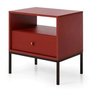 Malibu Wooden Side Table With 1 Drawer In Red - UK