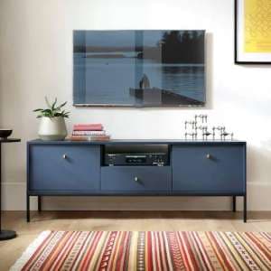 Malibu Wooden TV Stand With 2 Doors 1 Drawer In Navy - UK