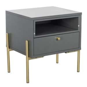 Malibu Wooden Lamp Table With 1 Drawer In Grey - UK