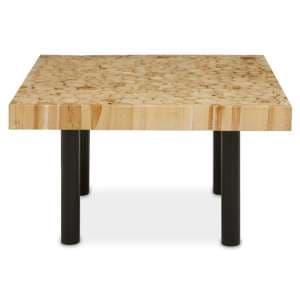 Malign Square Wooden Top Coffee Table With Black Metal Legs - UK