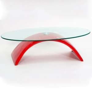 Malisha Fibre Glass Coffee Table With High Gloss Red Base - UK