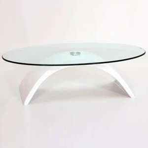 Malisha Fibre Glass Coffee Table With High Gloss White Base - UK