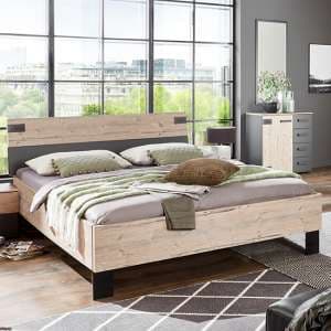 Malmo Wooden Double Bed In Silver Fir And Graphite