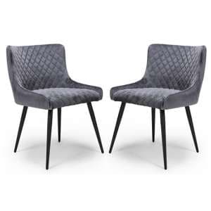 Malmo Grey Velvet Fabric Dining Chair In A Pair