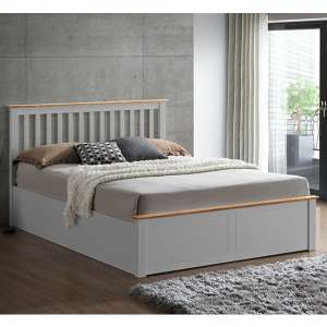 Malmo Wooden Ottoman Storage Double Bed In Pearl Grey - UK