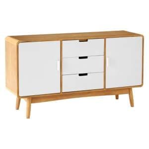 Maloga Wooden Sideboard With 2 Doors 3 Drawers In White And Oak - UK