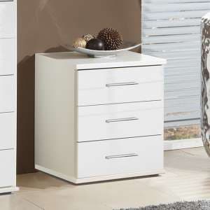 Malta Chest Of Drawers In High Gloss White With 3 Drawers