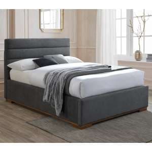 Malva Ottoman Fabric Double Bed In Dark Grey - UK