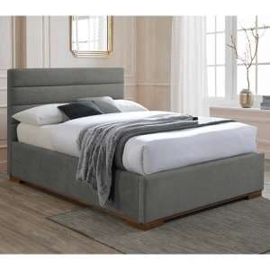 Malva Ottoman Fabric Double Bed In Light Grey - UK