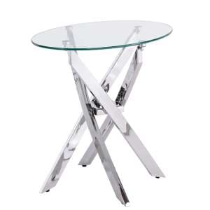 Manati Clear Glass End Table With Curved Chrome Legs - UK