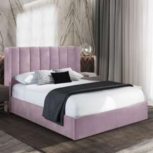 Manchester Plush Velvet Upholstered Double Bed In Pink - UK
