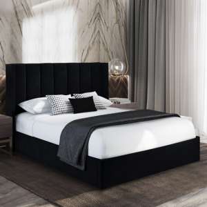 Manchester Plush Velvet Upholstered Small Double Bed In Black