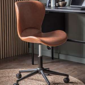Mandal Swivel Faux Leather Home And Office Chair In Brown - UK
