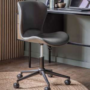 Mandal Swivel Faux Leather Home And Office Chair In Charcoal