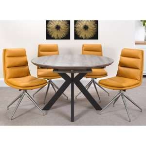 Manhattan Extending Round Dining Set With 4 Ochre Nobo Chairs