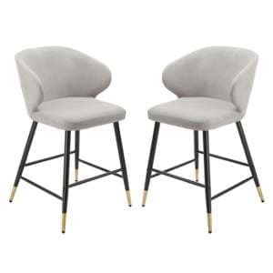 Manhattan Grey Linen Fabric Bar Chairs In Pair - UK