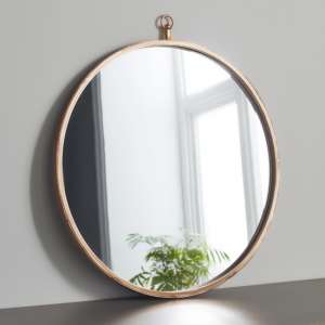 Manhattan Round Bedroom Mirror In Pink Copper Frame - UK