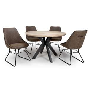 Manhattan Round Dining Set With 4 Wax Tan Cooper Chairs