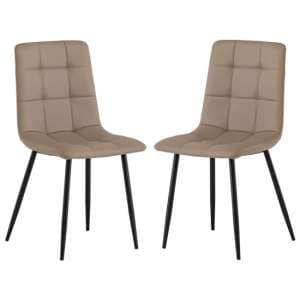 Manhen Taupe Leather Dining Chair In A Pair - UK
