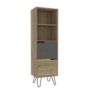 Marsett Tall Bookcase In Bleached Pine And Stone - UK
