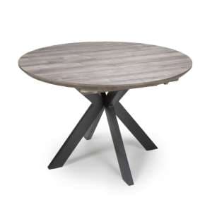 Manhome Extending Round Wooden Dining Table In Grey