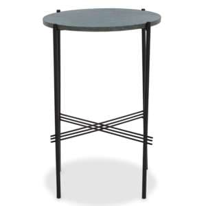 Mania Round Green Marble Top Side Table With Black Frame - UK