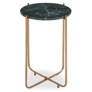 Mania Round Green Marble Top Side Table With Gold Frame - UK