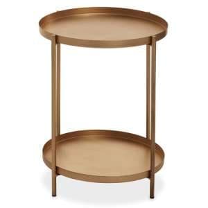 Mania Round Metal Side Table In Gold - UK