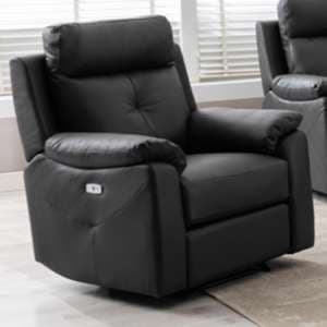 Manila Electric Leather Recliner 1 Seater Sofa In Anthracite - UK
