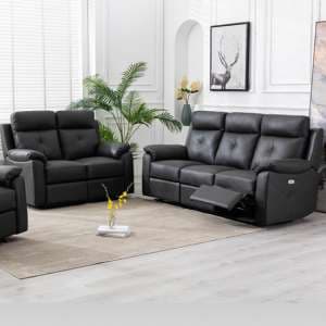 Manila Electric Leather Recliner 3+2 Sofa Set In Anthracite - UK