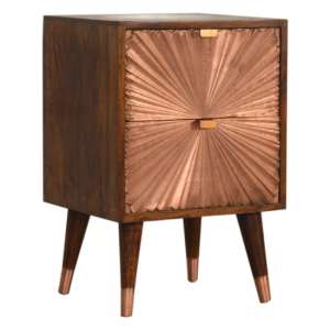 Manila Wooden Bedside Cabinet In Chestnut Copper With 2 Drawers - UK