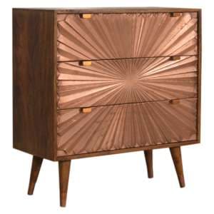 Manila Wooden Chest Of 3 Drawers In Chestnut And Copper - UK