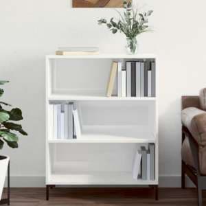 Manric High Gloss Bookcase With 2 Shelves In White - UK