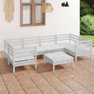 Manric Solid Pinewood Garden Lounge Set In White